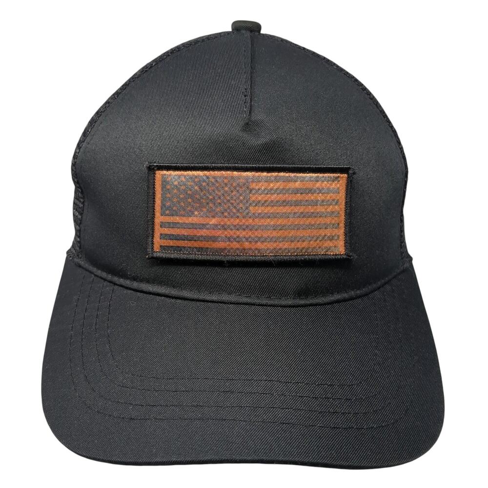 American Flag Patch Snapback Trucker Hat Black On… - image 1